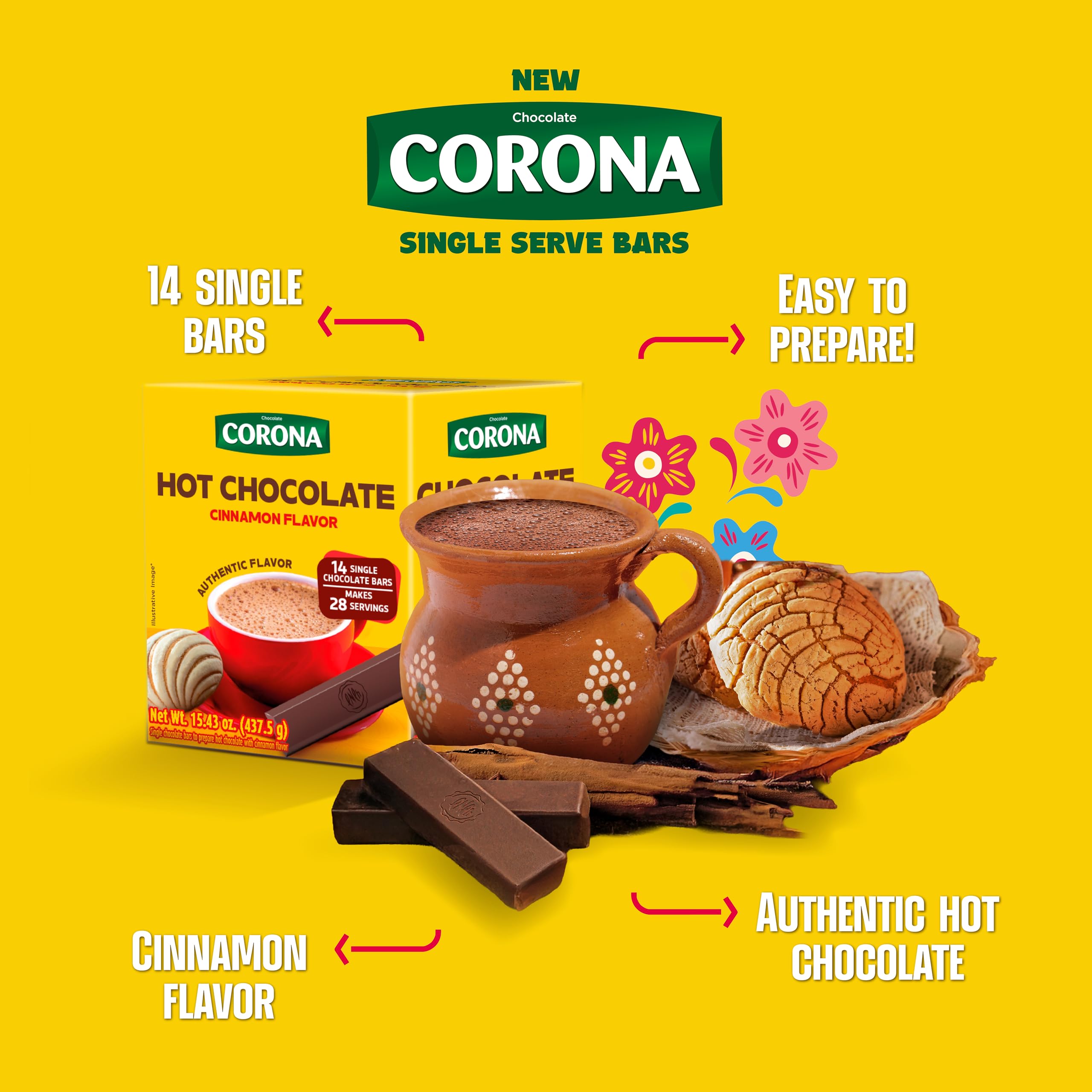 Amazon.com : Corona Cinnamon Hot Chocolate Bars, 14 Count, 15.43